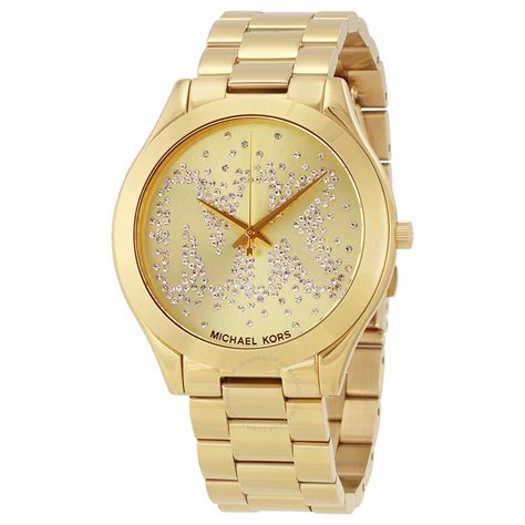 women's michael kors watch mk3590|Michael Kors Slim Runway Gold Dial Gold Steel Strap .